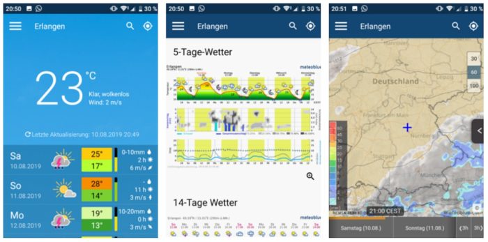 Meteoblue: Vorhersage, Meteogramm, Wetterkarte